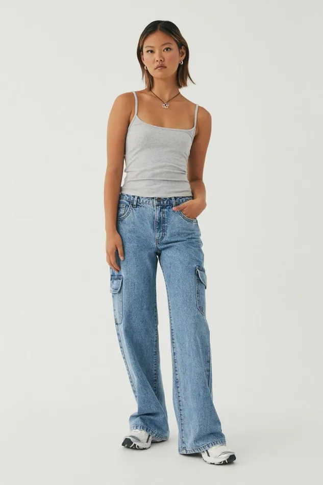Clothing Supr Tank Tops Molly Thin Strap Cami Grey Marle