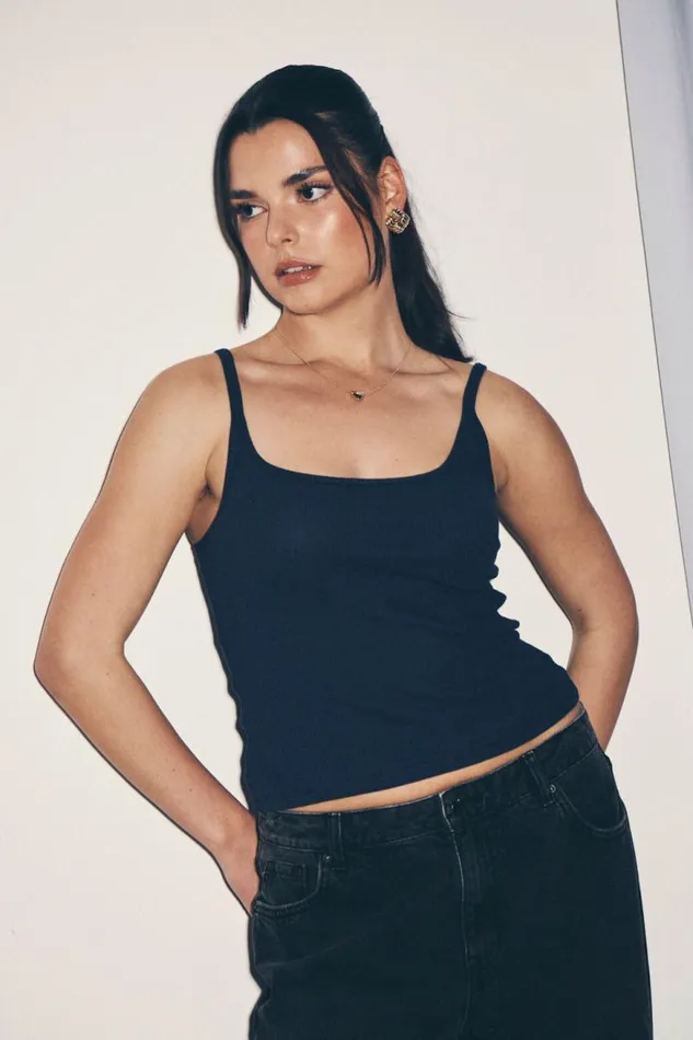 Clothing Supr Tank Tops Paris Scoop Neck Tank All Star Navy