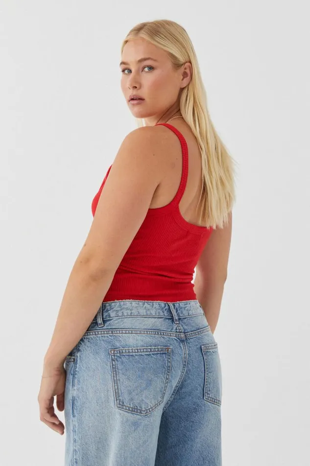 Clothing Supr Tank Tops Riri Scoop Neck Tank Ruby Red