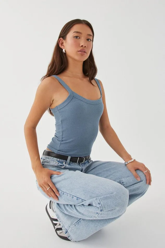 Clothing Supr Tank Tops Riri Scoop Neck Tank Weathered Teal