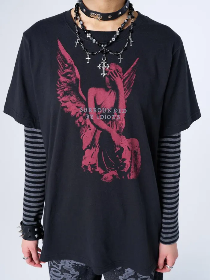 Clothing Surrounded By Idiots Angel Tshirt Minga London Graphic Tees