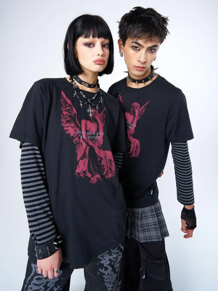 Clothing Surrounded By Idiots Angel Tshirt Minga London Graphic Tees