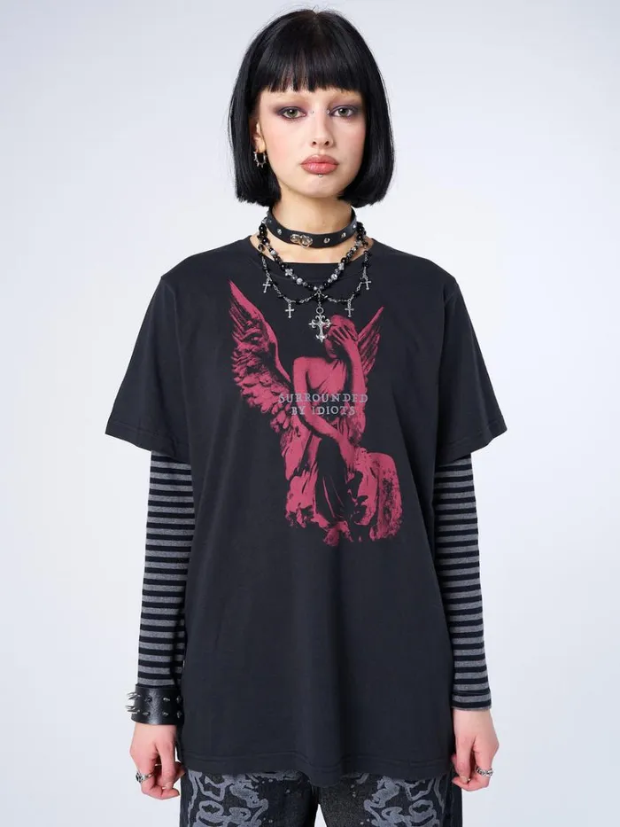 Clothing Surrounded By Idiots Angel Tshirt Minga London Graphic Tees