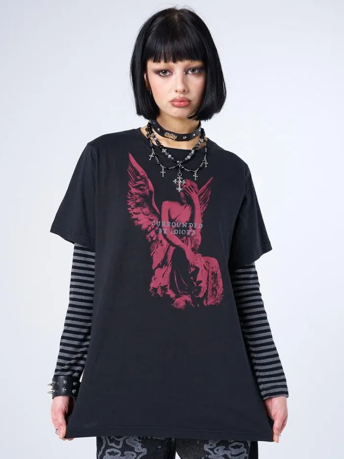 Clothing Surrounded By Idiots Angel Tshirt Minga London Graphic Tees