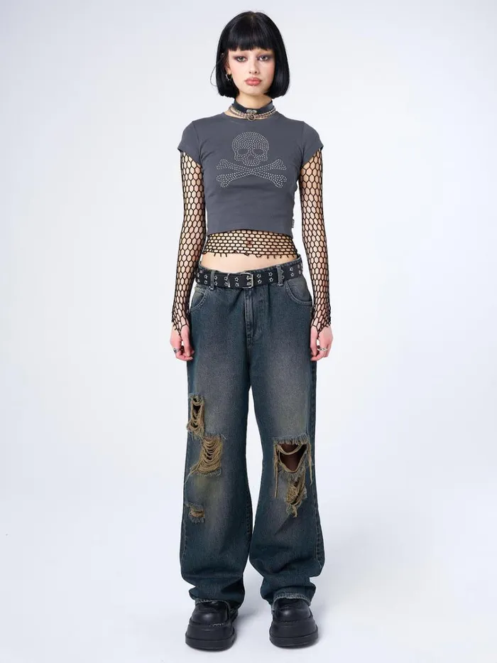 Clothing Sweet Toxicity Rhinestone Baby Tee Minga London Crop Tops