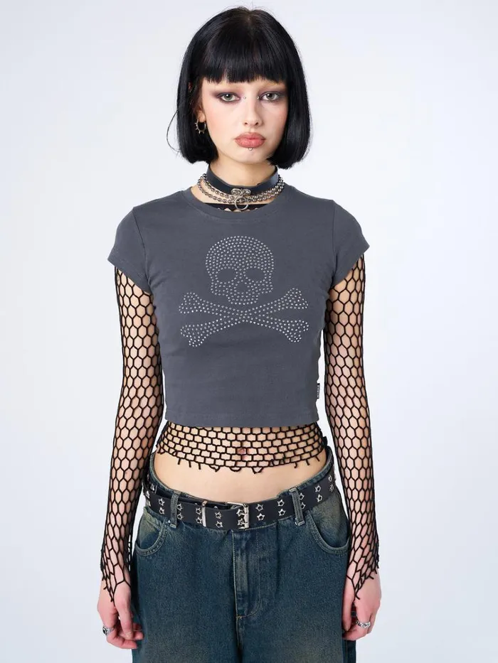 Clothing Sweet Toxicity Rhinestone Baby Tee Minga London Crop Tops