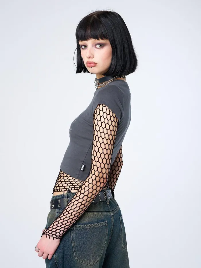 Clothing Sweet Toxicity Rhinestone Baby Tee Minga London Crop Tops