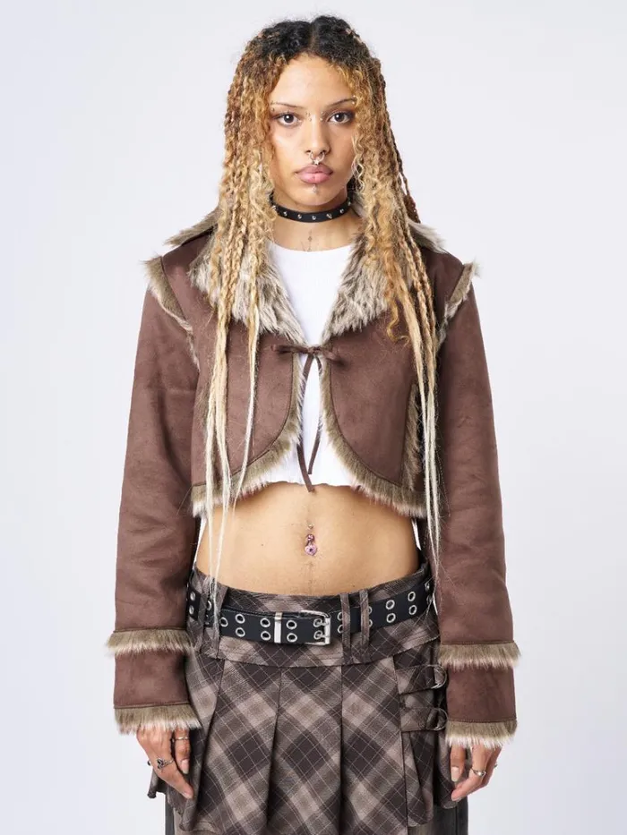 Clothing Tawnee Fur Suede Cropped Jacket Minga London Jackets