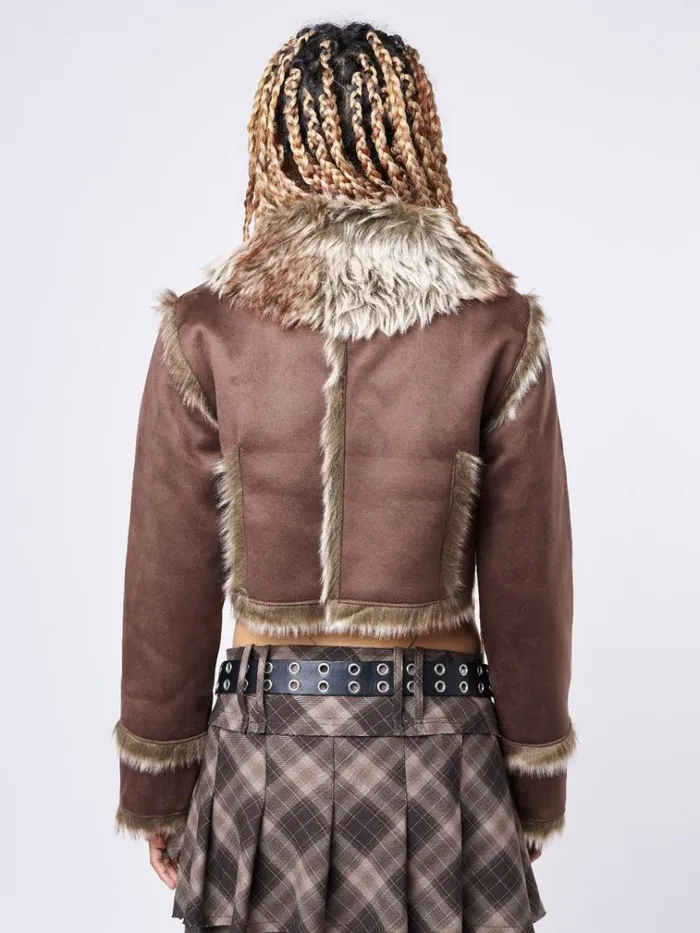 Clothing Tawnee Fur Suede Cropped Jacket Minga London Jackets