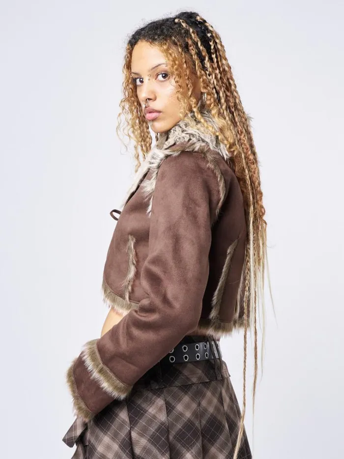 Clothing Tawnee Fur Suede Cropped Jacket Minga London Jackets