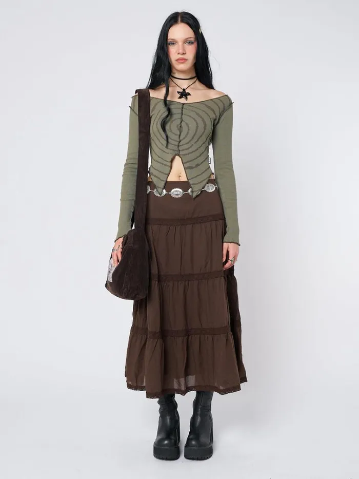 Clothing Tranceum Green Asymmetrical Top Minga London Crop Tops
