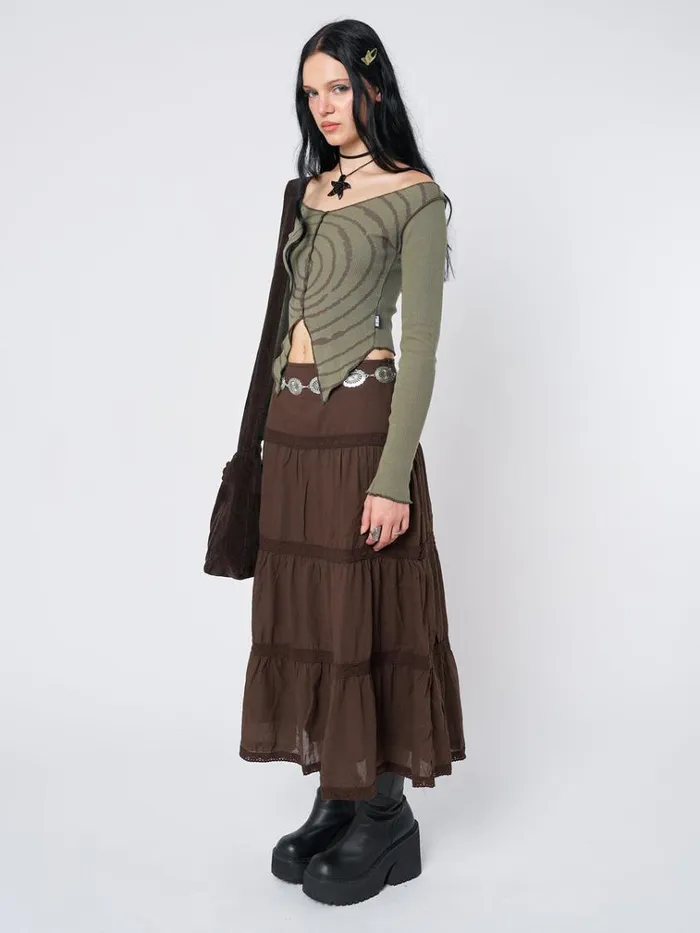Clothing Tranceum Green Asymmetrical Top Minga London Crop Tops