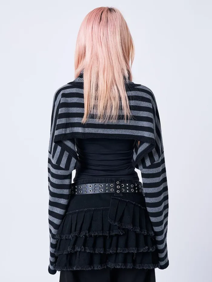 Clothing Wednesday Striped Extreme Cropped Top Minga London Long Sleeve Tops