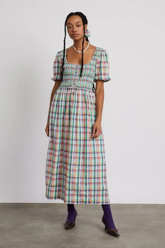 Coords Women Damson Madder Luna Shirred Midi Dress 8211 Picnic Check