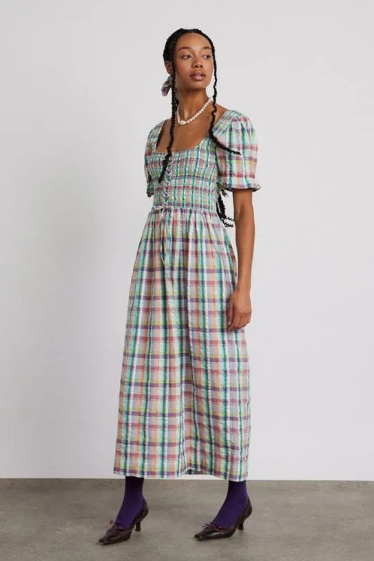 Coords Women Damson Madder Luna Shirred Midi Dress 8211 Picnic Check