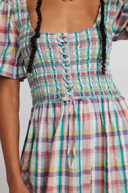 Coords Women Damson Madder Luna Shirred Midi Dress 8211 Picnic Check