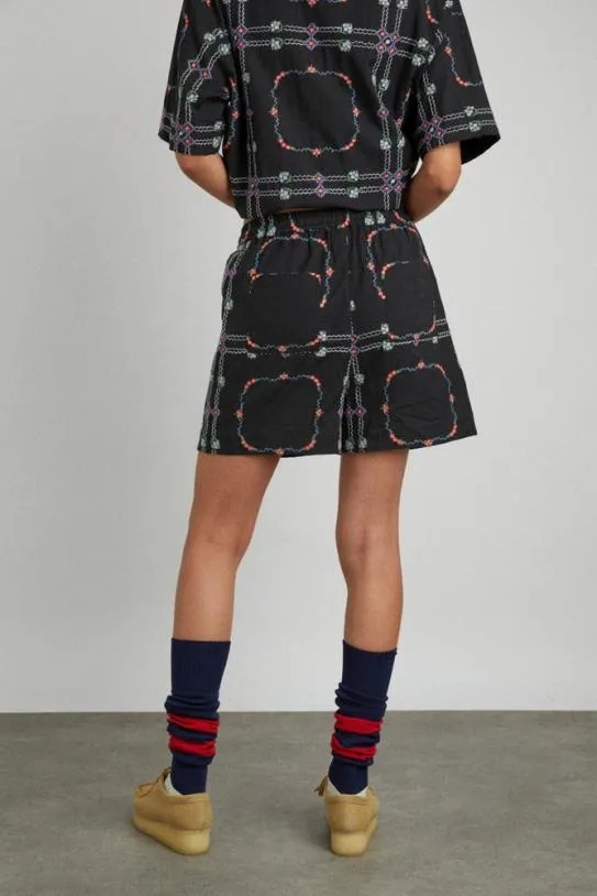 Coords Women Damson Madder Tablecloth Embroidered Shorts 8211 Black Floral