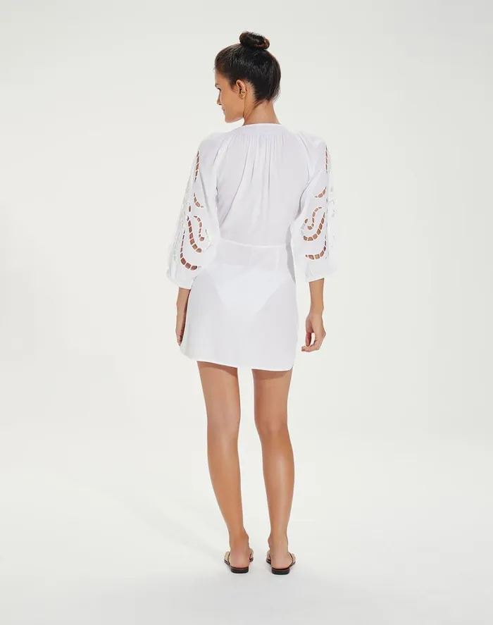 Cover Ups Women ViX Paula Hermanny Alice Short Chemise 8211 Off White