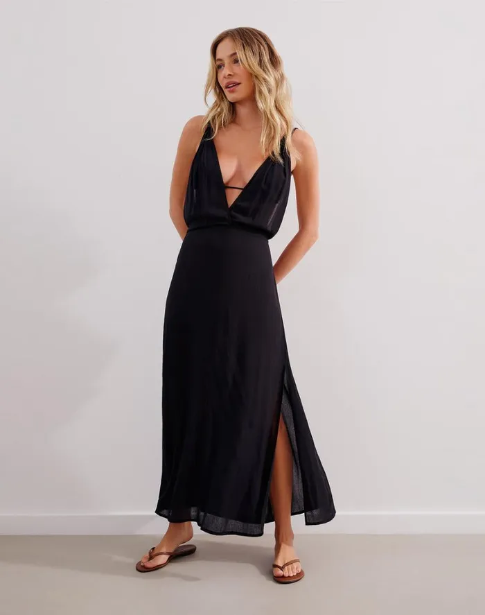Cover Ups Women ViX Paula Hermanny Amalia Long Cover Up 8211 Black