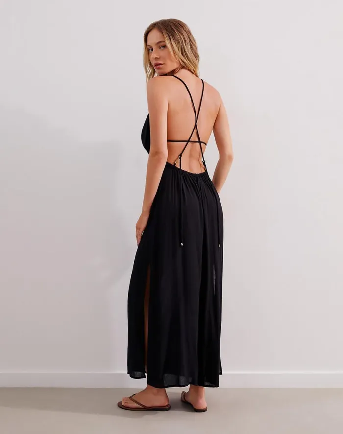 Cover Ups Women ViX Paula Hermanny Amalia Long Cover Up 8211 Black