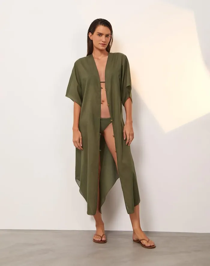 Cover Ups Women ViX Paula Hermanny Braid Long Caftan 8211 Evergreen