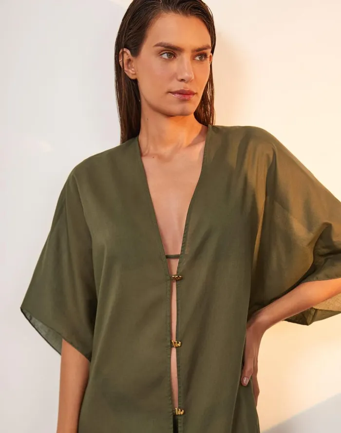 Cover Ups Women ViX Paula Hermanny Braid Long Caftan 8211 Evergreen