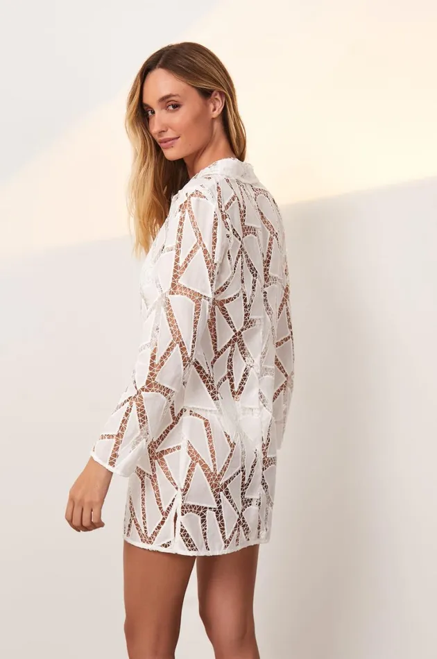 Cover Ups Women ViX Paula Hermanny Coleen Short Cover Up 8211 Off White