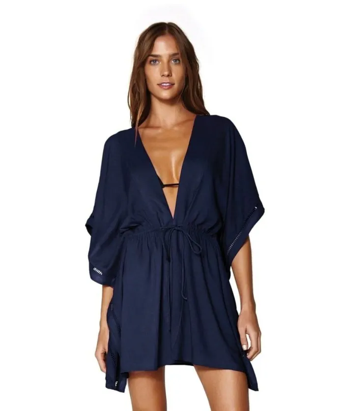 Cover Ups Women ViX Paula Hermanny Embroidery Kimono 8211 Indigo