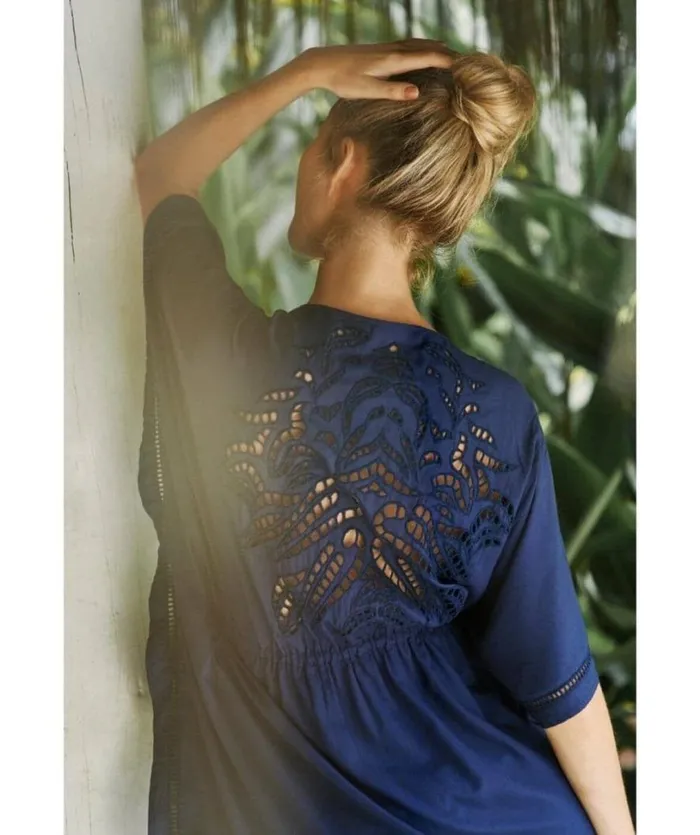 Cover Ups Women ViX Paula Hermanny Embroidery Kimono 8211 Indigo