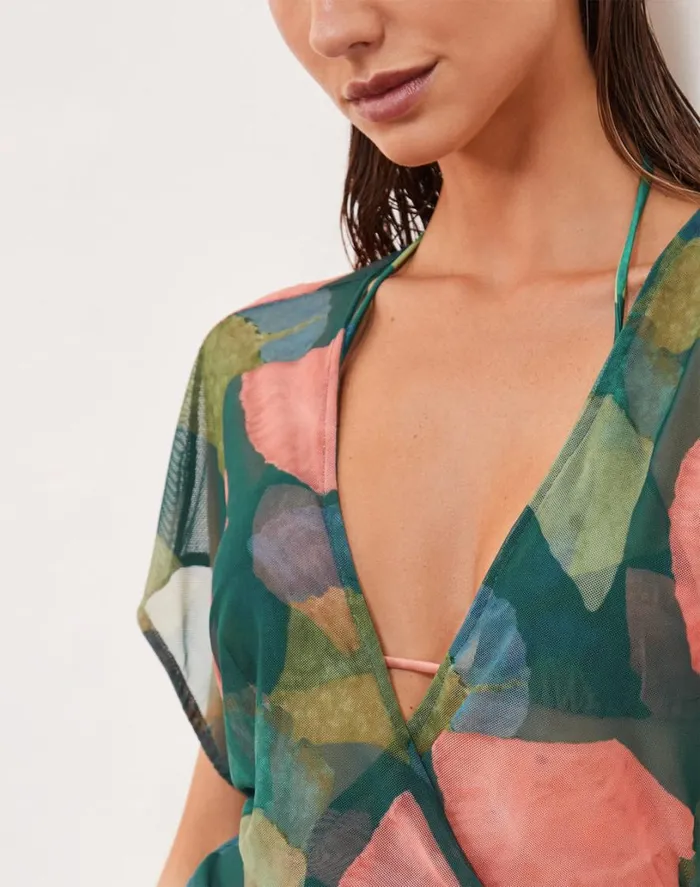Cover Ups Women ViX Paula Hermanny Emily Short Cover Up 8211 Waterlily