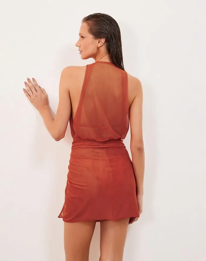 Cover Ups Women ViX Paula Hermanny Karina Short Cover Up 8211 Grapefruit