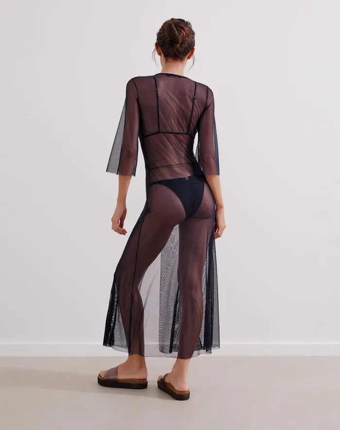 Cover Ups Women ViX Paula Hermanny Karlie Long Cover Up 8211 Indigo
