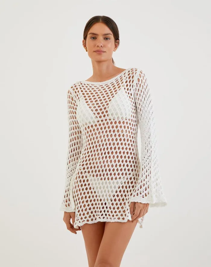 Cover Ups Women ViX Paula Hermanny Knit Belle Short Cover Up 8211 Off White