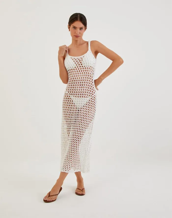 Cover Ups Women ViX Paula Hermanny Knit Nicole Long Cover Up 8211 Off White