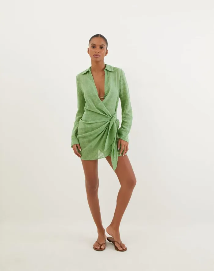 Cover Ups Women ViX Paula Hermanny Lia Short Cover Up 8211 Aloe