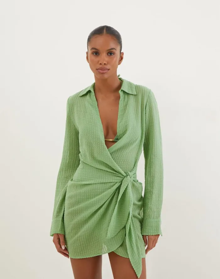 Cover Ups Women ViX Paula Hermanny Lia Short Cover Up 8211 Aloe