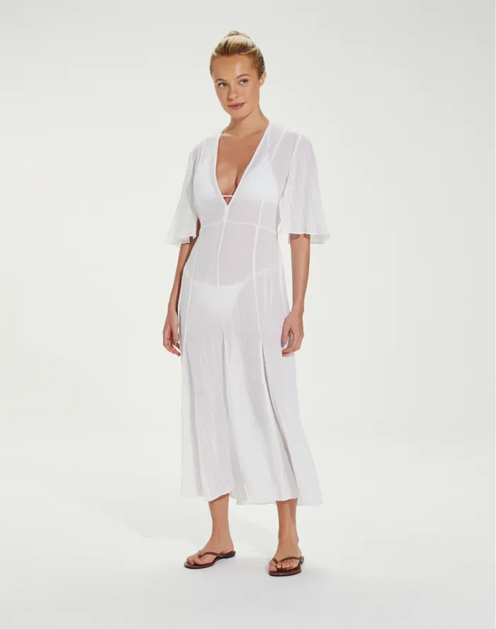 Cover Ups Women ViX Paula Hermanny Long Malia Caftan 8211 White