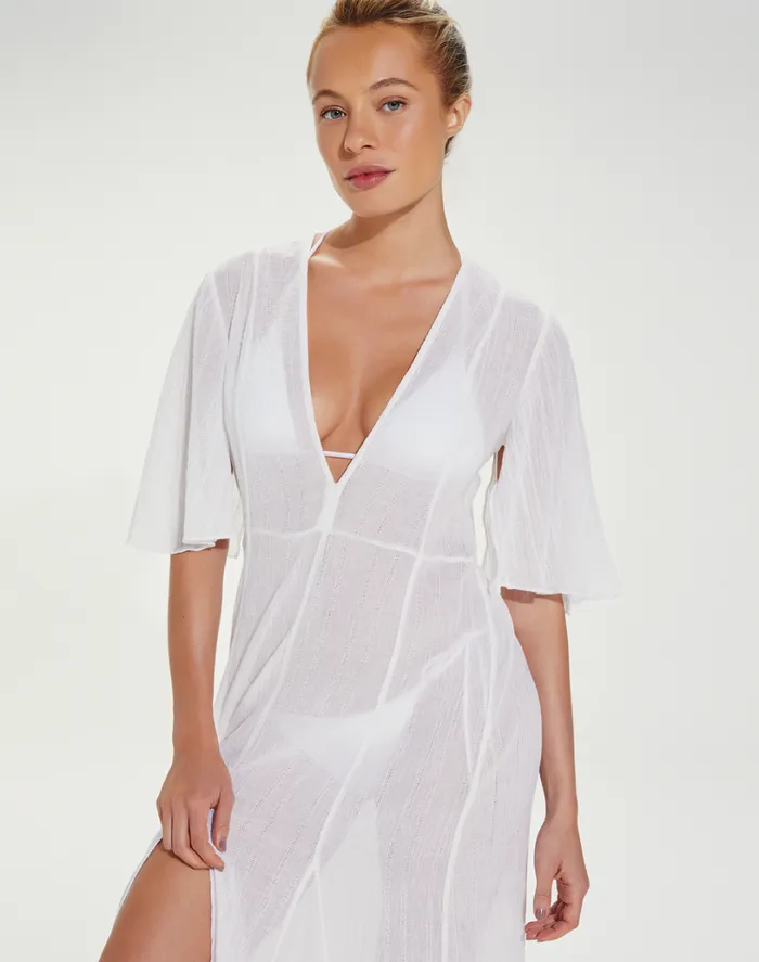 Cover Ups Women ViX Paula Hermanny Long Malia Caftan 8211 White