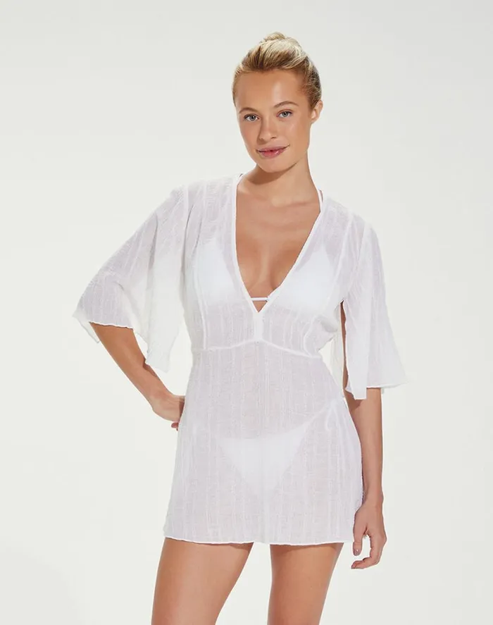 Cover Ups Women ViX Paula Hermanny Malia Short Caftan 8211 White