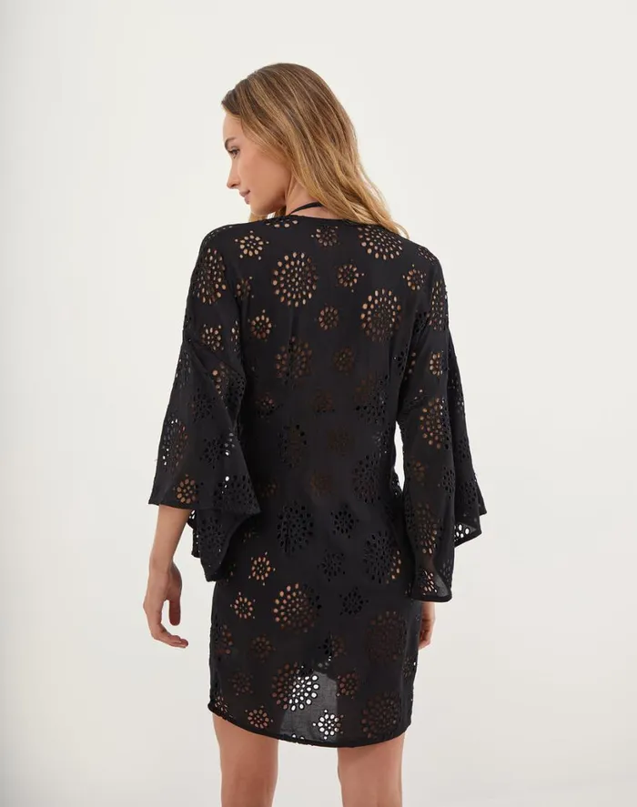 Cover Ups Women ViX Paula Hermanny Perola Knot Short Cover Up 8211 Black