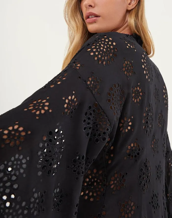Cover Ups Women ViX Paula Hermanny Perola Knot Short Cover Up 8211 Black