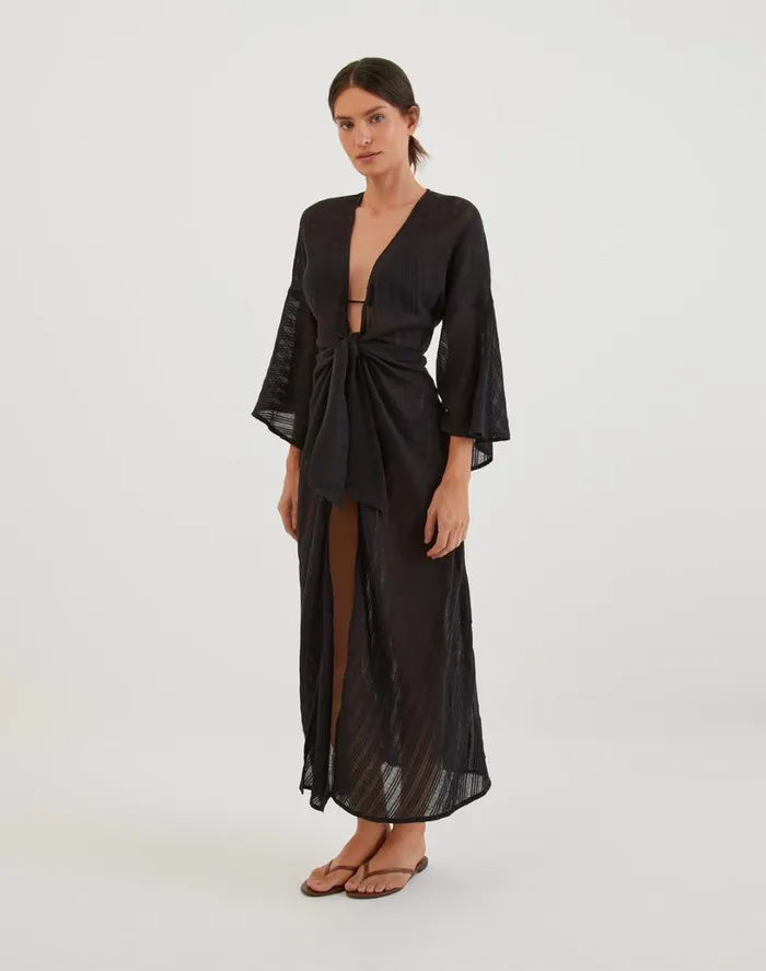 Cover Ups Women ViX Paula Hermanny Perola Long Caftan 8211 Black