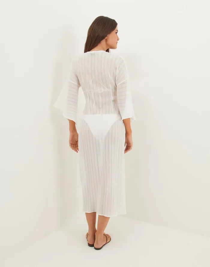 Cover Ups Women ViX Paula Hermanny Perola Long Caftan 8211 Off White