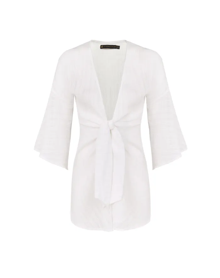 Cover Ups Women ViX Paula Hermanny Perola Short Caftan 8211 Off White