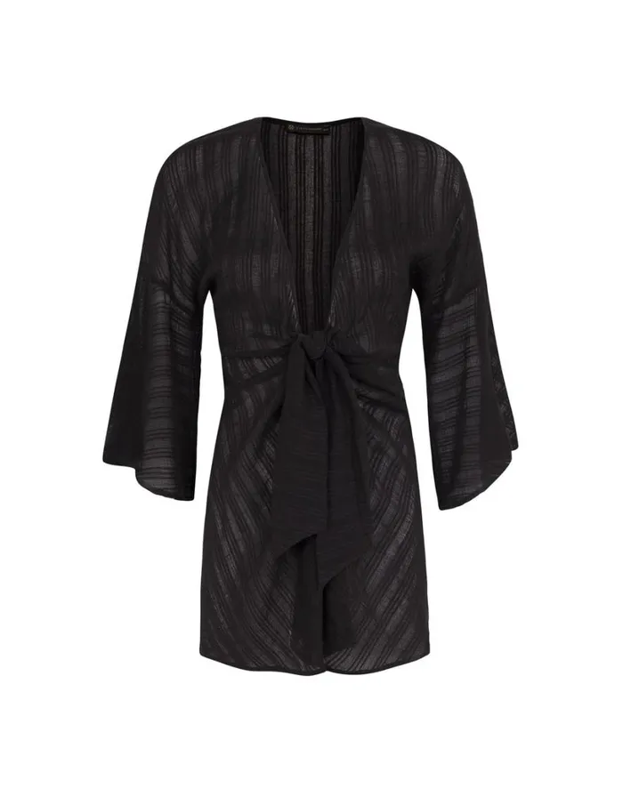 Cover Ups Women ViX Paula Hermanny Perola Short Cover Up 8211 Black