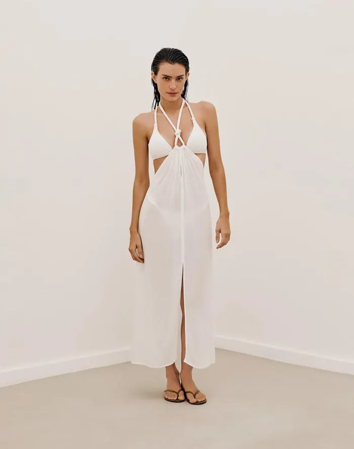 Cover Ups Women ViX Paula Hermanny Sally Long Cover Up 8211 White