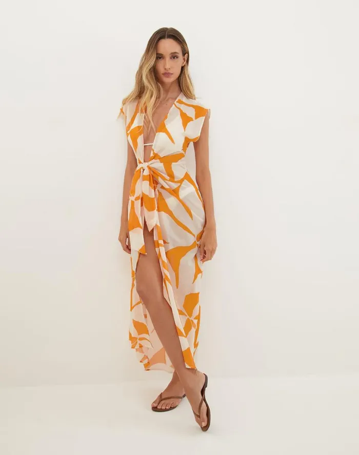 Cover Ups Women ViX Paula Hermanny Sasha Long Cover Up 8211 Bossa Sunset