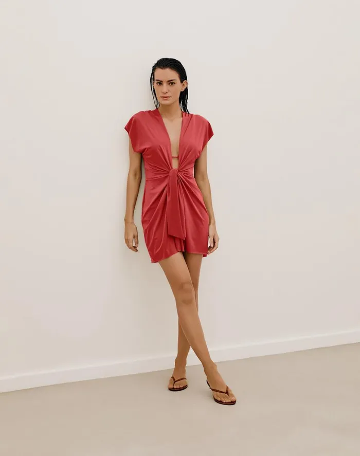 Cover Ups Women ViX Paula Hermanny Sasha Short Cover Up 8211 Brick