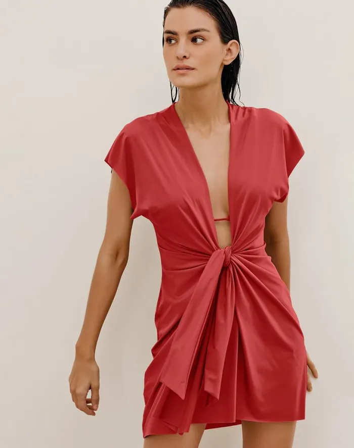 Cover Ups Women ViX Paula Hermanny Sasha Short Cover Up 8211 Brick