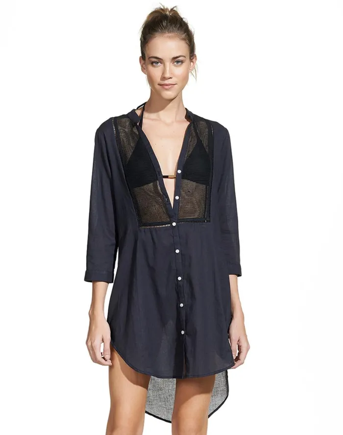 Cover Ups Women ViX Paula Hermanny Soft Chemise 8211 Black
